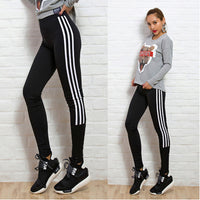 Autumn High Waist Women leggings Cotton Casual Striped  Stretch Elastic Wiast Leggings Women Legging Female Pants leggins