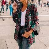 Sollinarry Classic Plaid Chic Autumn Blazer Jacket  Women Streetwear Tweed Long Sleeves Winter Blazer Coat Female Casual Coats