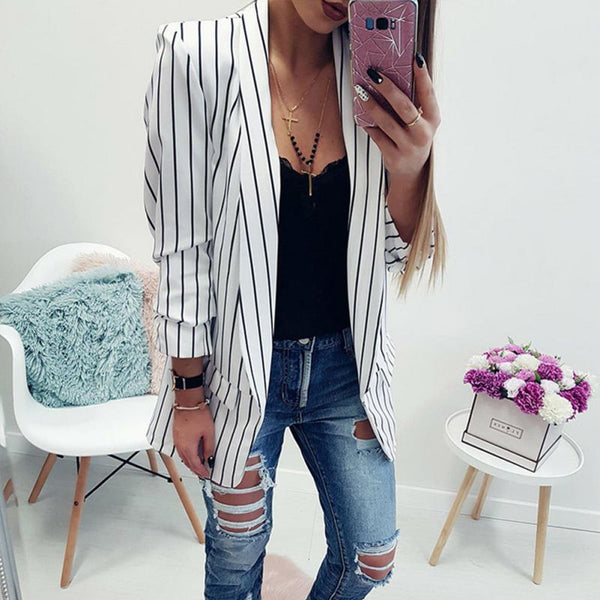 Autumn Female Blazer Long Sleeve Slim Fit Fashion Casual Blazers Office Women's Jacket Open Front Ladies Blazer Coats