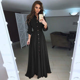 VOZRO 2019Self-cultivation Long Sleeve Button Waist Chalaza Longuette Sexy Women Winter Maxi Party Dress 5 Color 8 Code Vestidos