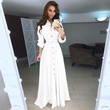 VOZRO 2019Self-cultivation Long Sleeve Button Waist Chalaza Longuette Sexy Women Winter Maxi Party Dress 5 Color 8 Code Vestidos