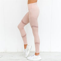 SVOKOR Fitness Pink Leggings Women Spring Ankle-Length Softe Mesh Legging Stitching Hollow Slim Push Up Lady's Legging