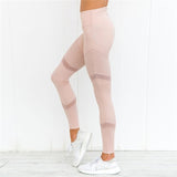 SVOKOR Fitness Pink Leggings Women Spring Ankle-Length Softe Mesh Legging Stitching Hollow Slim Push Up Lady's Legging